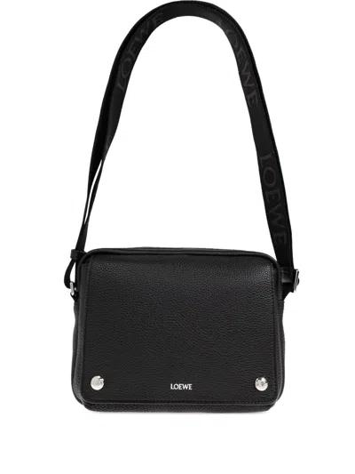 Loewe Pebble Medium Leather Crossbody Bag In Black