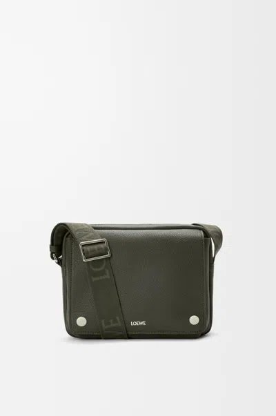 Loewe Medium Pebble Messenger Bag In Supple Grained Leather Skin For Man In Green