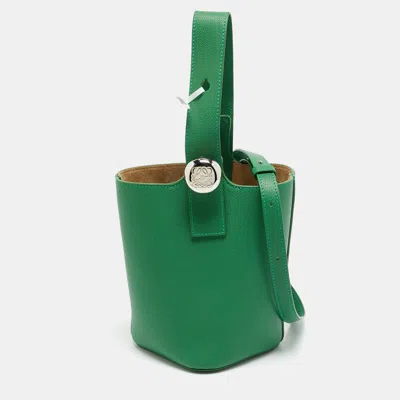 Pre-owned Loewe Pebble Mini Green Leather Bucket Bag