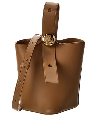 Loewe Pebble Mini Leather Bucket Bag In Brown