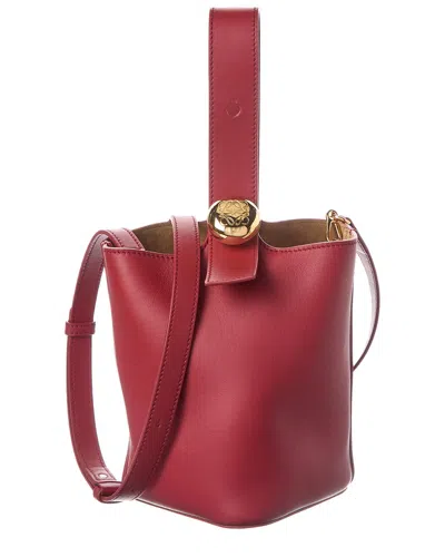 Loewe Pebble Mini Leather Bucket Bag In Burgundy