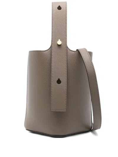 Loewe Pebble Mini Leather Bucket Bag In Gray