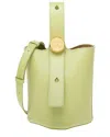 Loewe Mini Pebble Leather Bucket Bag In Green