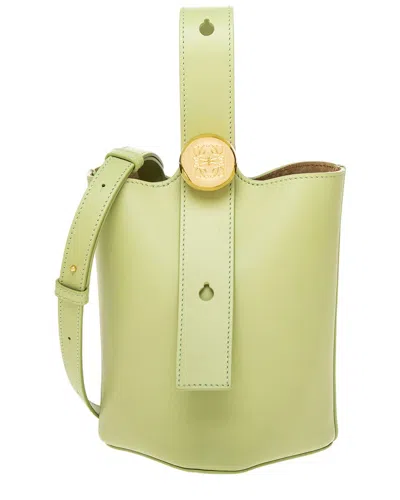 Loewe Pebble Mini Leather Bucket Bag In Green