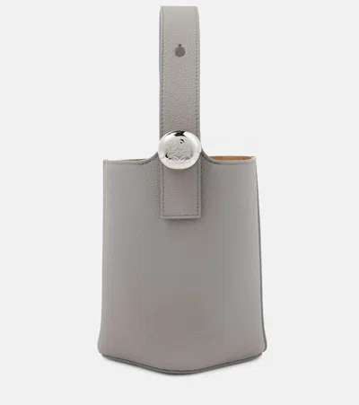 Loewe Pebble Mini Leather Bucket Bag In White