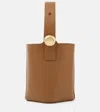 Loewe Compact Leather Pebble Bucket Bag In Oak