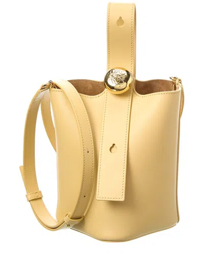 Loewe Pebble Mini Leather Bucket Bag In Sand