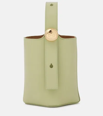 Loewe Women Smooth Leather Mini Pebble Bucket Bag In Green