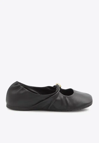 Loewe Pebble Nappa Leather Ballet Flats In Black