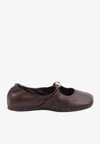 Loewe Pebble Nappa Leather Ballet Flats In Burgundy