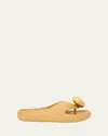 Loewe Pebble Patent Toe-post Slide Sandals In Gold