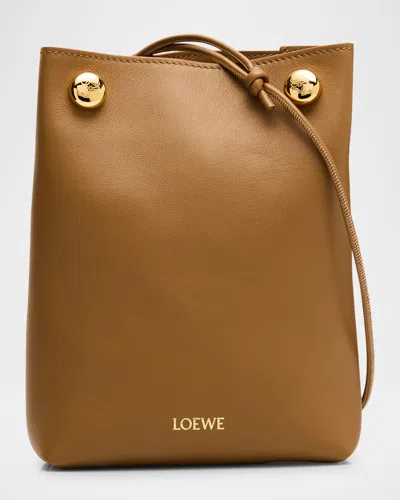 Loewe Pebble Pouch Bucket Bag In Calf Leather In 3980 Oak