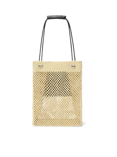 Loewe Pebble Raffia Hobo Bag In Nude & Neutrals