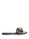 Loewe Leather Open Toe Flat Sole Slippers In Black