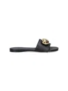 Loewe Leather Open Toe Flat Sole Slippers In Black