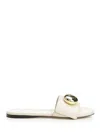 Loewe Pebble Leather Slides Gold-tone Embellishment In White