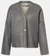 Loewe Pebble Shearling-lined Leather Jacket In Gray