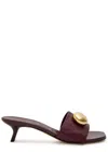 Loewe Womens Wine Pebble 45 Heeled Leather Slides Eur 38/5 Uk In Multi
