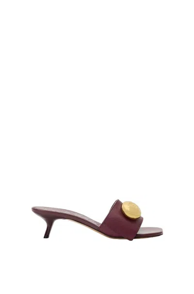 Loewe Bordeaux Calf Leather Slide Pebble In Burgundy