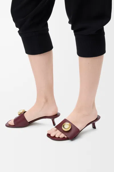 Loewe Bordeaux Calf Leather Slide Pebble In Burgundy