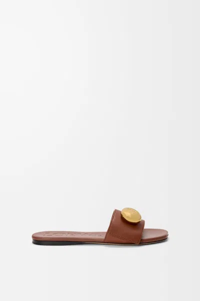 Loewe Rust-colored Pebble Slides In Leather Women In Brown