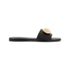 Loewe Elegant Black Calf Leather Sandals With Gold Embellishment In Black