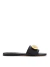 Loewe Elegant Black Calf Leather Sandals With Gold Embellishment In Black