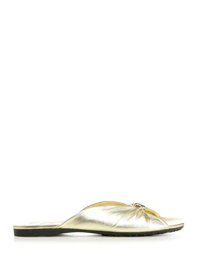 Loewe Pebble Slide Sandals Gold In Animal Print