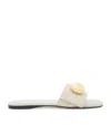 Loewe Pebble Leather Slides Gold-tone Embellishment In White
