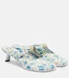 Loewe Pebble Floral-printed Soft Leather Mules In Blue