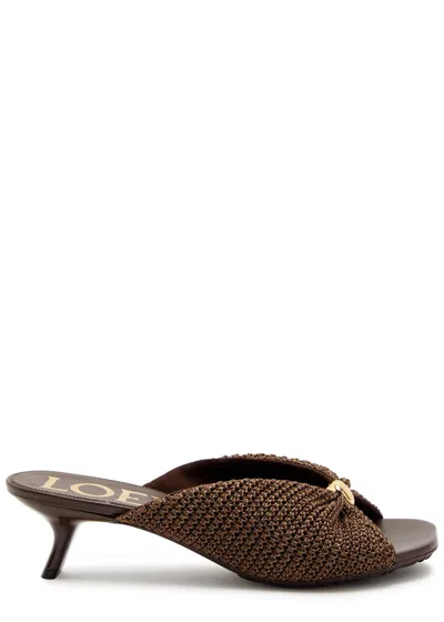 Loewe Pebble Soft 45 Raffia And Leather Sandals In Brown