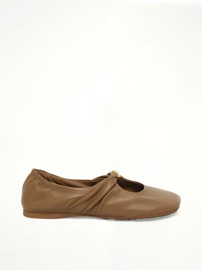 Loewe Women's Nappa Calf Leather Pebble Soft Ballet Flat (authentic Pre-loved) In Brown