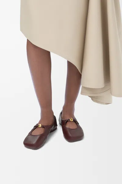 Loewe Burgundy Nappa Leather Pebble Ballerinas