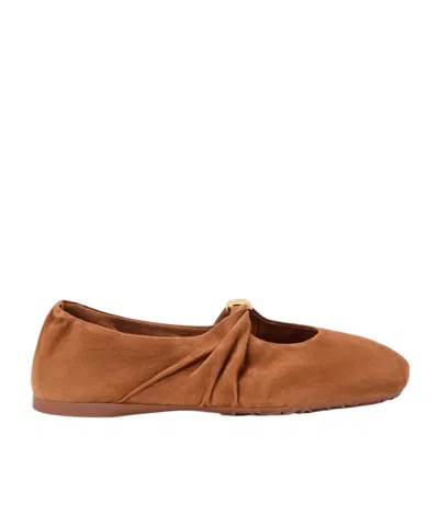 Loewe Pebble Soft Ballerina In Suede Goatskin In Brown