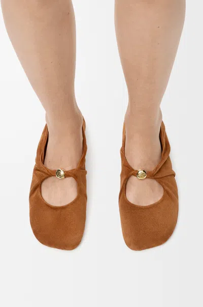 Loewe Pebble Soft Ballerina In Suede Leather Skin Size: 41 For Woman In Brown