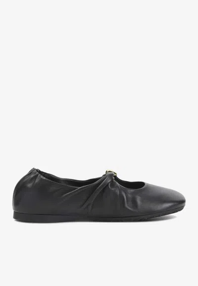 Loewe Nappa Pebble Ballet Flats In Black