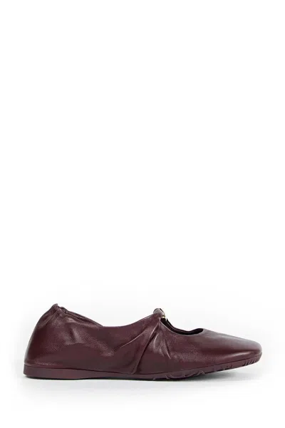 Loewe Pebble Ballerinas In Soft Nappa Lambskin In Burgundy