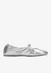 Loewe Pebble Soft Ballet Flats In Laminated Lamb Nappa Leather In Silver