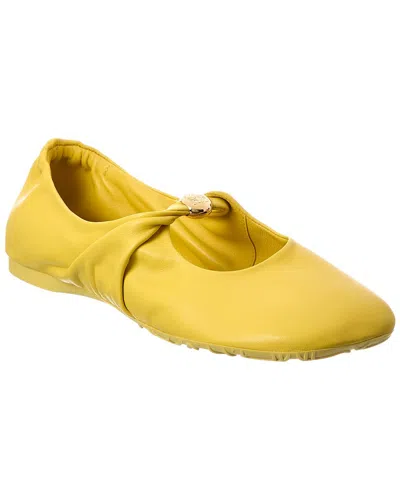 Loewe Pebble Soft Leather Ballerina Flat In Yellow