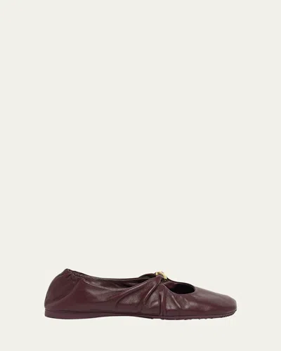 Loewe Pebble Soft Leather Ballerina Flats In Brown