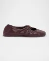 Loewe Pebble Soft Leather Ballerina Flats In Burgundy