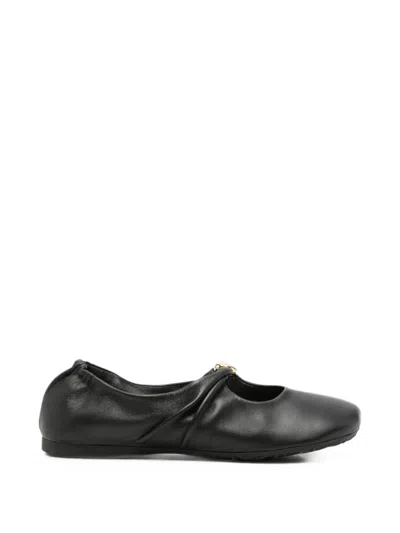 Loewe Pebble Soft Leather Ballet Flats In Black