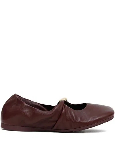 Loewe Pebble Soft Leather Ballets In Red