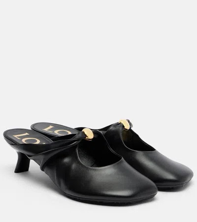 Loewe Pebble Soft Leather Mules In Black