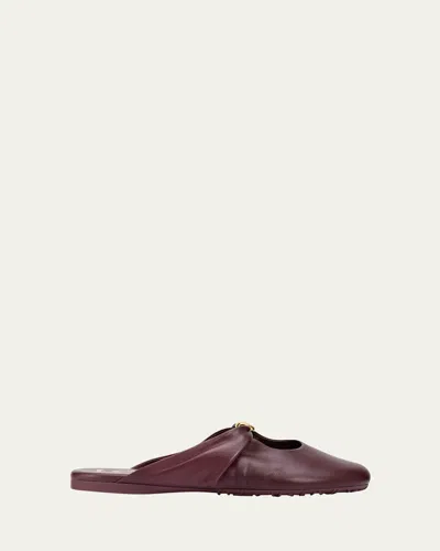 Loewe Pebble Soft Leather Mules In Burgundy