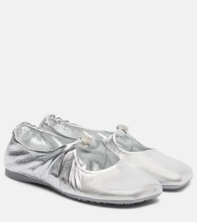 LOEWE PEBBLE SOFT METALLIC LEATHER BALLET FLATS