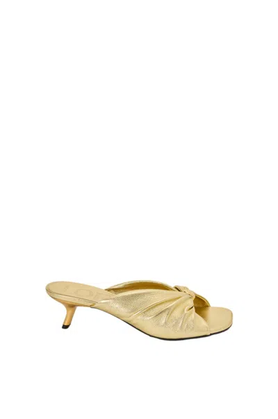 Loewe Pebble Soft Slide In Laminated Lambskin In Gold