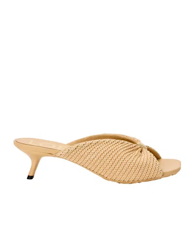Loewe Pebble Soft Slide In Raffia-effect Fabric In Brown