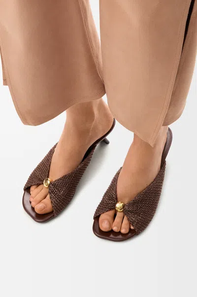 Loewe Pebble Soft Slide In Raffia-effect Fabric Size:40 For Woman In Burgundy