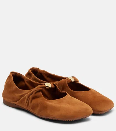 Loewe Pebble Soft Ballet Flats In Suede Goat Leather In Animal Print